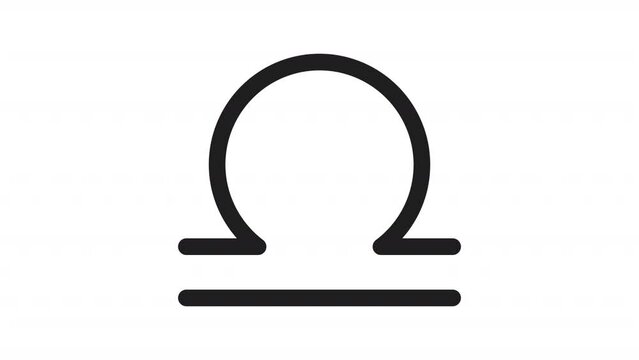 Animated libra sign icon. Symbol of libra symbol line animation. Astrological sign. Horoscope and astrology. Black illustration on white background. HD video with alpha channel. Motion graphic