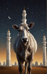 Fototapeta premium Eid al adha illustration poster of clean
