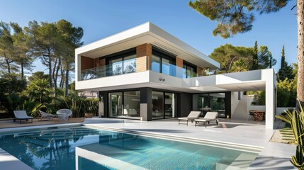 Fototapeta premium Modern Villa Exterior In Summer 