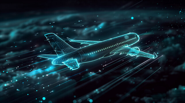 A delivery aircraft whose design attracts attention with thin lines on the fuselage matching high-tech aesthetics.