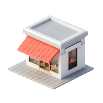 3d store icon, white background, png.