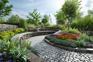 Obraz premium Garden landscape design renderings
