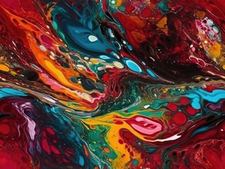 Abstract Hand Drawing Digital Painting Multi Color Marble Textured Liquid Fluid Wavy Fluid Seamless Pattern Tie Dye Batik Background