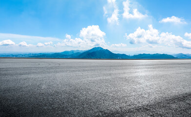Empty asphalt road and mountain scenery in Shenzhen