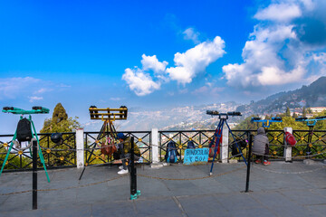 Binoculars are set for the Tourists ,to watch The Kanchenjungha at Batasia Loop, Darjeeling.
