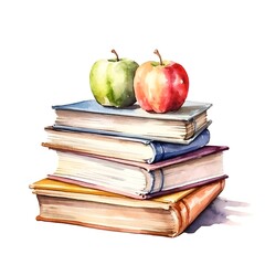 Vibrant Apples Atop Stacked Books - Inspiring Academic Pursuit