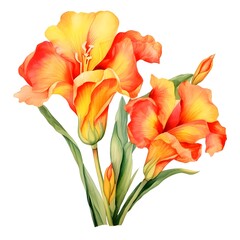 Vibrant Canna Lily Floral Botanical Watercolor