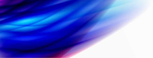 Rainbow color silk blurred wavy line background on white, luxuriously vibrant visually captivating backdrop. Stunning blend of colors reminiscent of rainbow, silky and gracefully blurred wavy pattern