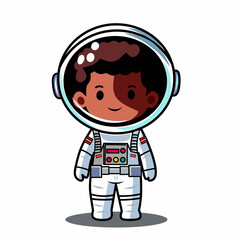 Cute Astronaut Kid flat cartoon style Vector Illustration. Science Technology Icon Concept.  Isolated Premium Vector