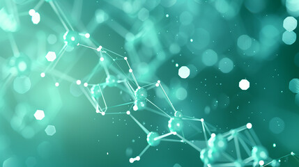 Serene hexagonal molecules, with dots, set against a calming, mint green background.