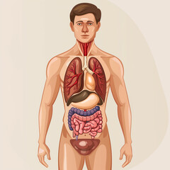 Male anatomy diagram full body - ai generative