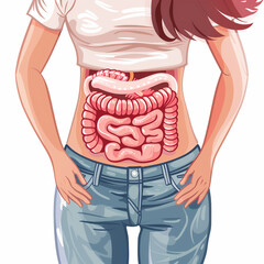 Female intestine anatomy diagram - ai generative