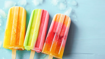 Multi-colored popsicles on a hot day against the background of a magical sky.