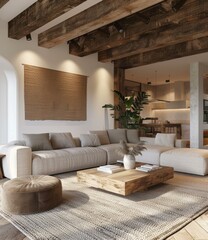 Obraz premium Modern Living Room with Open Floor Plan and Minimalist Design