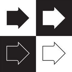 thick arrow icon set vector in two styles isolated on white and black background . next arrow icon, Vector illustration . EPS 10