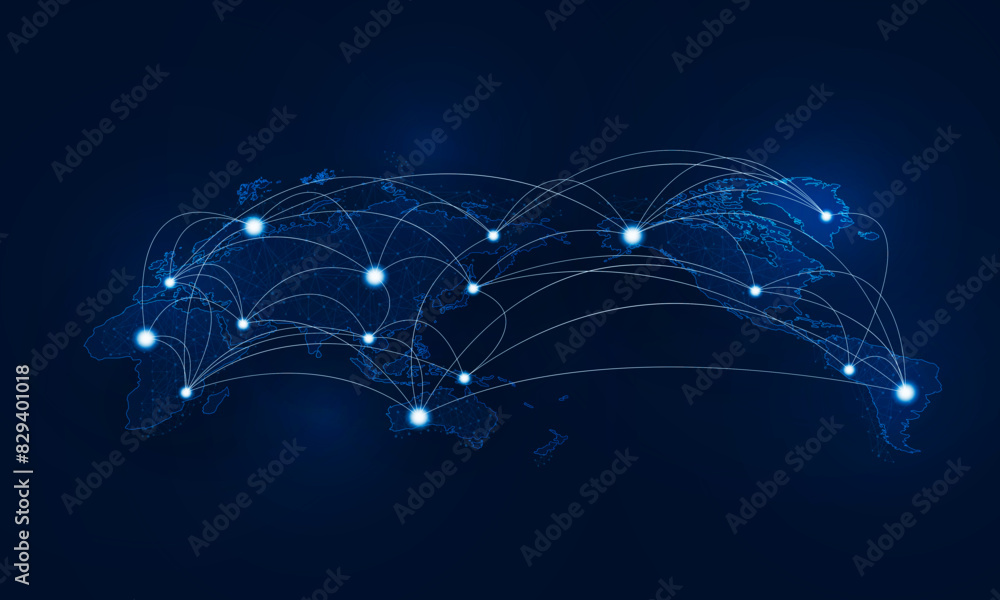 Poster abstract airlines of the world map of airplane for logistic on light out business technology backgro