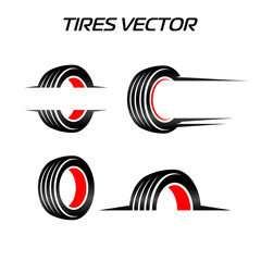 Black rubber wheel tire set. Wheel tires © Locho99