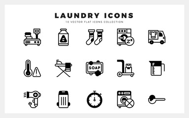Fototapeta premium 15 Laundry Lineal Fill icons pack. vector illustration.