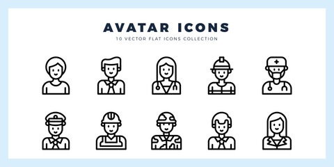 10 Avatar Lineal icons pack. vector illustration.