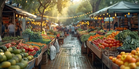 Lively Eco-Friendly Farmers Market, generative ai