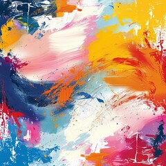 Abstract Oil Painting: Vibrant Colors and Dynamic Forms