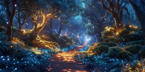 Secret Trail in Enchanted Forest, generative ai