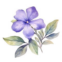 Fototapeta premium Vibrant Purple Vinca Watercolor on White Background