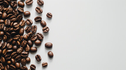 Coffee beans on a white background.