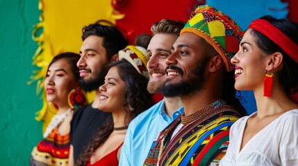 A diverse group of people from different backgrounds and cultures, celebrating inclusivity and unity in a community event.