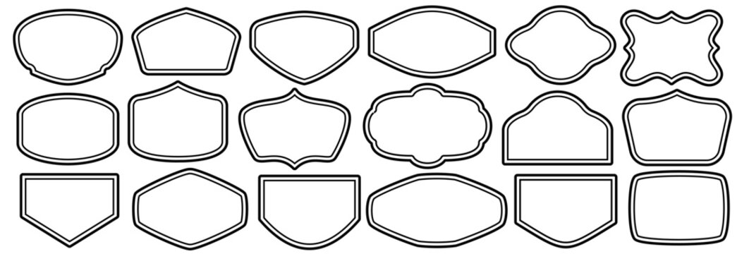Set of vintage label and badges shape collections. Vector illustration. Black template for patch, insignias, overlay.	