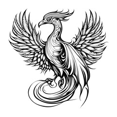 Cool simple black phonix outline tattoo