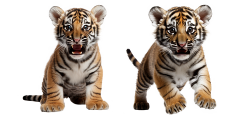 baby tiger isolated on a transparent background