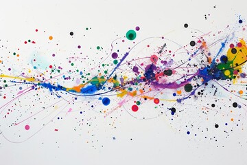 Fototapeta premium Abstract art with vibrant lines and dots on white background