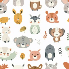 Obraz premium Seamless pattern cute animal themed patterns for baby,