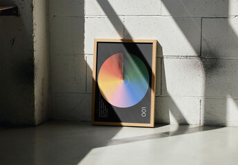 Mockup of vertical customized wood picture frame