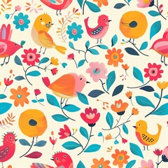Seamless pattern cute bird pattern