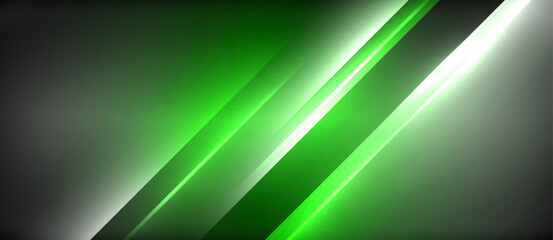 Neon dynamic diagonal light rays background. Techno digital geometric concept design for wallpaper, banner, presentation, background