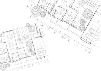 Fototapeta premium Write a blueprint architecture for building.
