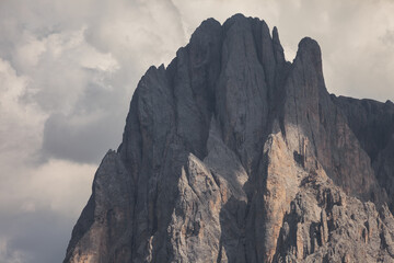 The western side of Sasso Lungo from the Alpe di Siusi area in the Dolomites