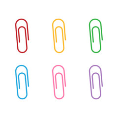 Vector cartoon image of paper clips, rivets and buttons for paper. Bright educational elements for your design