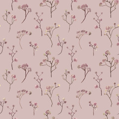 Seamless floral pattern. Sakura branches on a pink background.