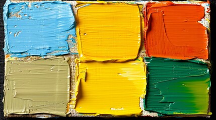  A close-up of a paint palette with various colors of paint at the bottom