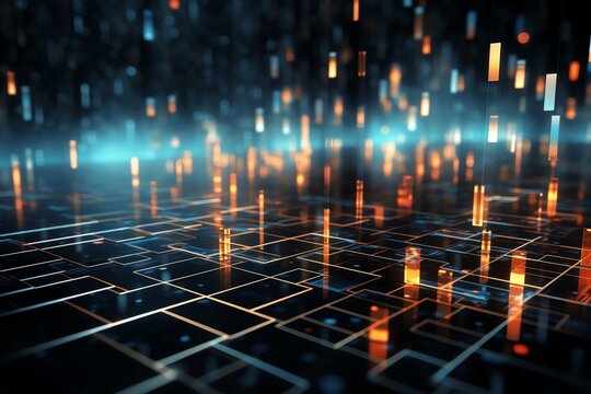 Futuristic 3D digital matrix, network abilities showcase, modern abstract background