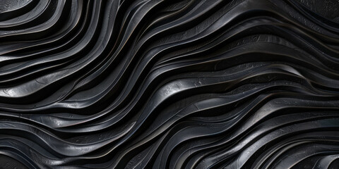 Sculptural black texture with rhythmic flowing lines