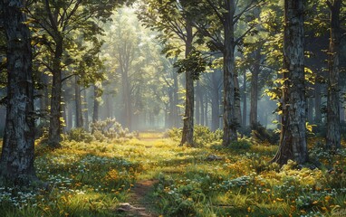 Obraz premium A frontal view of a serene forest