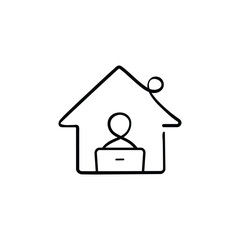 Work From Home Line Style Icon Design
