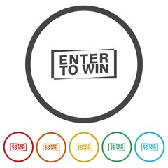 Enter to win simple icon. Set icons in color circle buttons