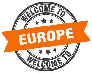 Obraz premium Welcome to europe stamp. europe round sign
