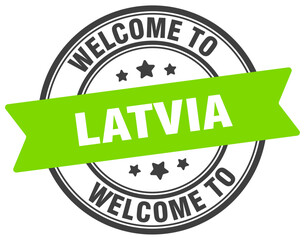 Welcome to Latvia stamp. Latvia round sign