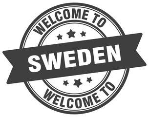 Welcome to Sweden stamp. Sweden round sign